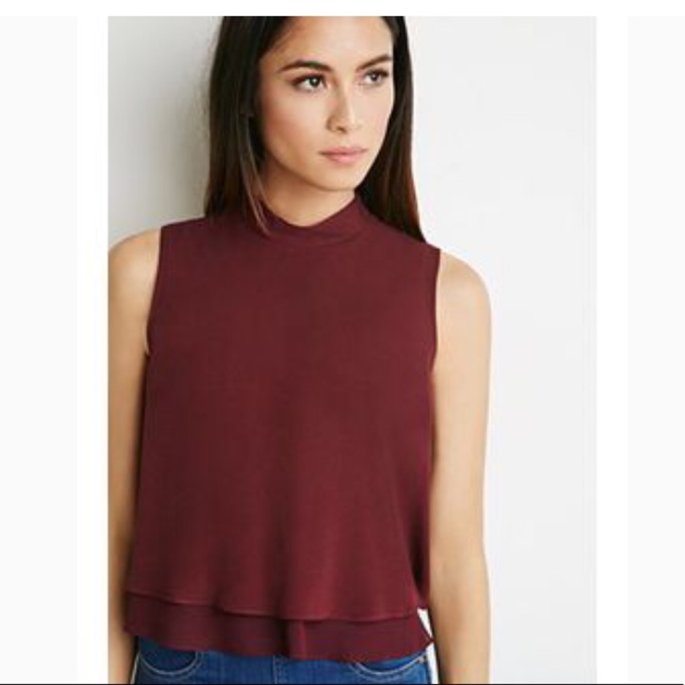 F21 Burgundy Mock Neck Tank NWOT